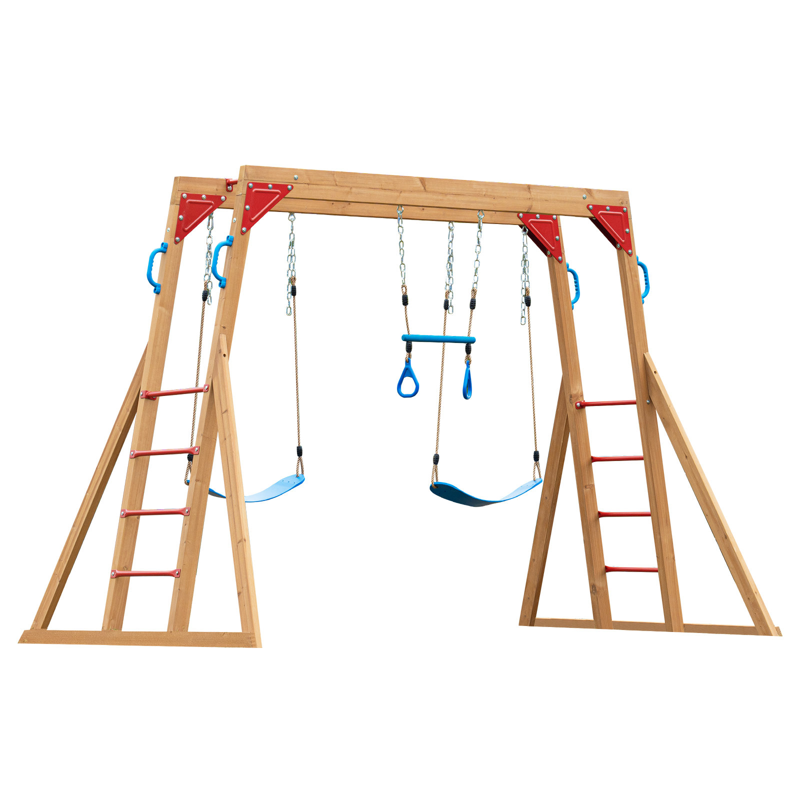 Dolphin Playground Wooden Outdoor Swing Set With 2 Belt Swings